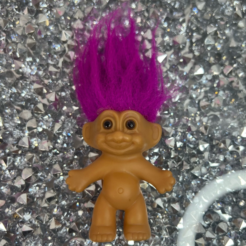 Russ troll purple hair Brown Troll Doll with Magenta Hair